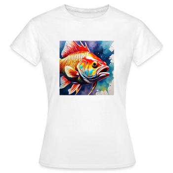 Fisch farbig - Frauen T-Shirt - Weiß - Vorne - AI Model Female 172 dark (172cm)
