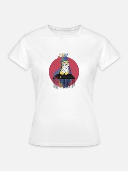 DJ Tiger | Süßes Tiermusik-Merch - Frauen T-Shirt - Weiß