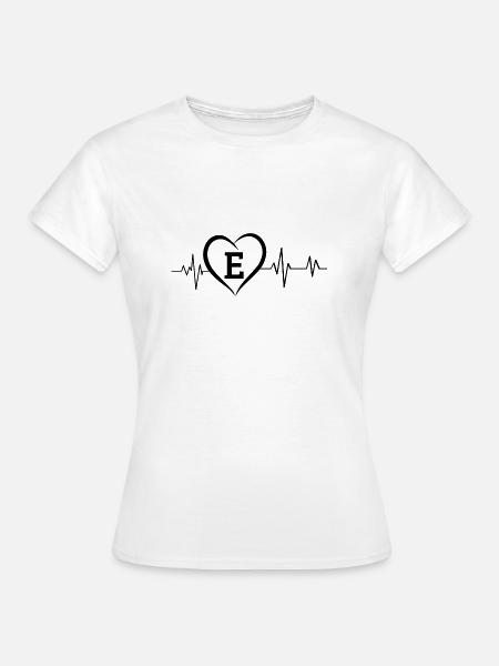 Heartbeat Buchstabe E - Frauen T-Shirt - Weiß
