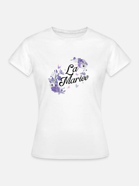 Die lila Blumenbraut - Frauen T-Shirt - Weiß