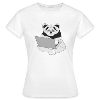 Panda avec ordinateur portable - T-shirt Femme - blanc - Devant - AI Model Female 172 dark (172cm)