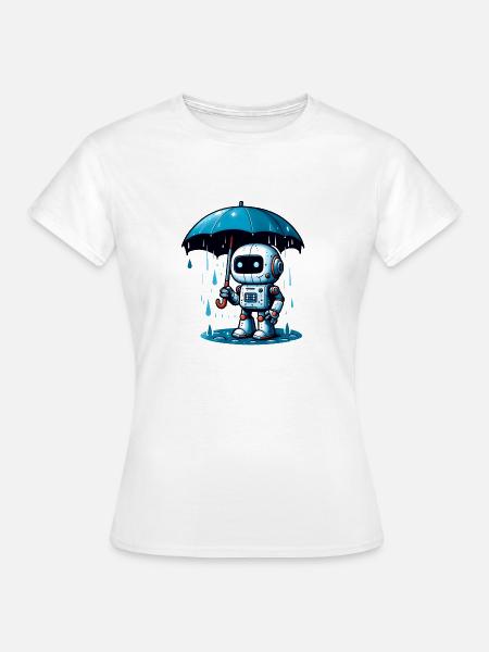 Roboter Regenschirm - Frauen T-Shirt - Weiß