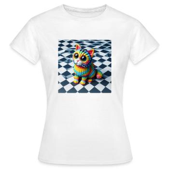 Optical IllusionCat - Women's T-Shirt - white - Front - AI Model Female 172 dark (172cm)