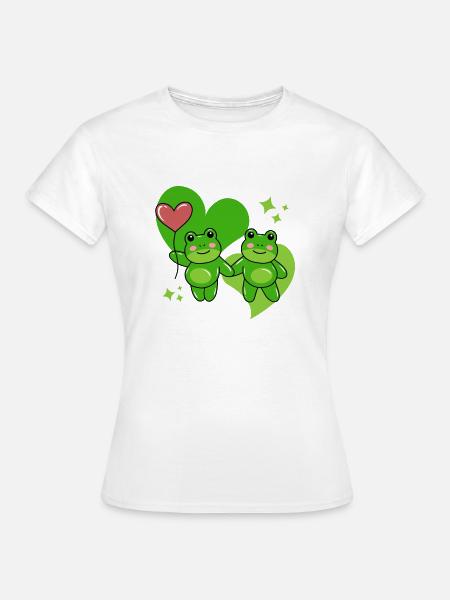 Verliebte Frösche - Frauen T-Shirt - Weiß