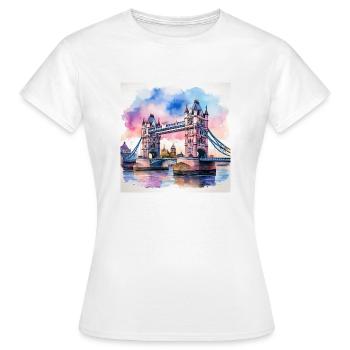 Tower Bridge Watercolour Art - Vibrant London Land - Women's T-Shirt - white - Front - AI Model Female 172 dark (172cm)