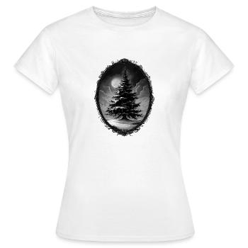 Sapin de Noël lugubre : conte de fées d’hiver au clair de lune - T-shirt Femme - blanc - Devant - AI Model Female 172 dark (172cm)