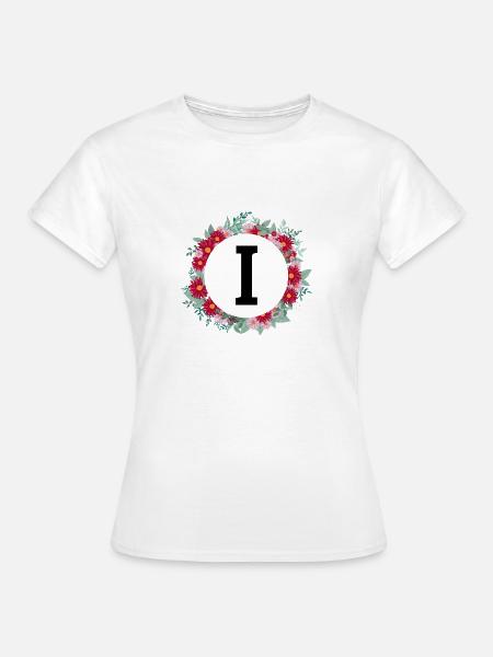 Buchstabe i Blumenkrone - Frauen T-Shirt - Weiß