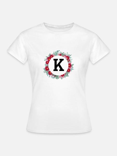 Buchstabe k Blumenkrone - Frauen T-Shirt - Weiß