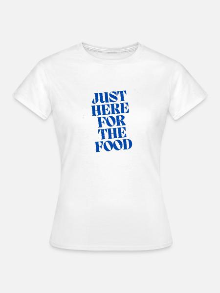 Foodlover gestickter Spruch - Frauen T-Shirt - Weiß