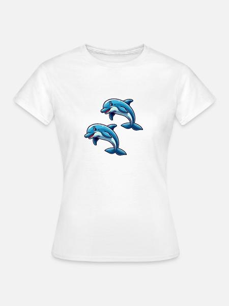 Delfin Delphine Comic - Frauen T-Shirt - Weiß