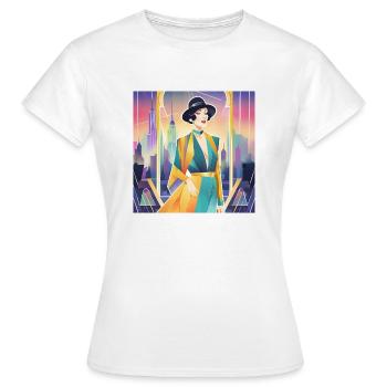 Eine Tuschezeichnung einer Art-Déco-Frau - Frauen T-Shirt - Weiß - Vorne - AI Model Female 172 dark (172cm)