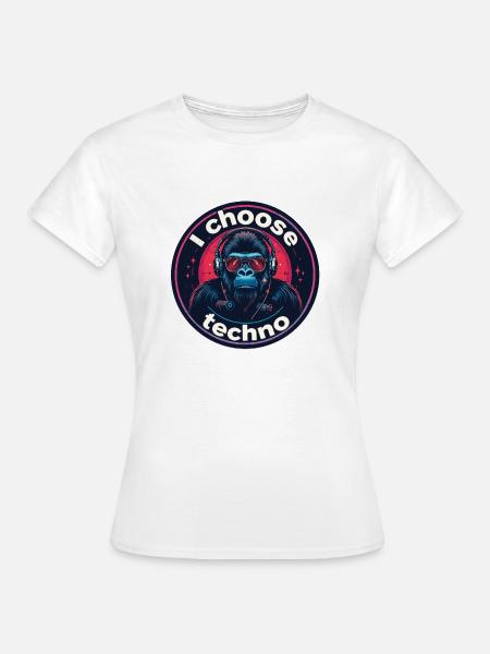 Gorilla i choose techno - Frauen T-Shirt - Weiß