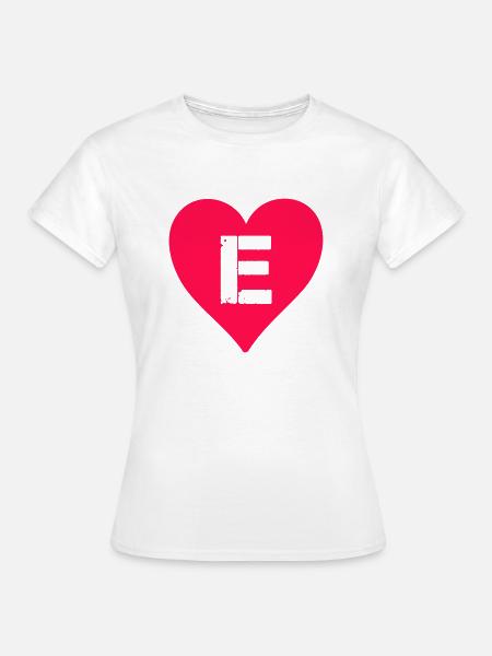 herz buchstabe e - Frauen T-Shirt - Weiß