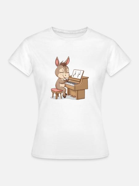Esel am Klavier Musikverein - Frauen T-Shirt - Weiß