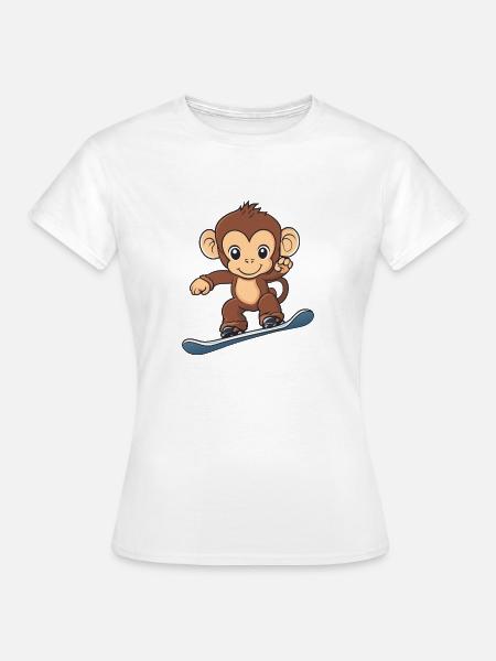 Affe Snowboarder - Frauen T-Shirt - Weiß