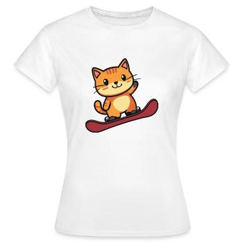 Katzen Mietzekatze Snowboarder - Frauen T-Shirt - Weiß - Vorne - AI Model Female 172 dark (172cm)
