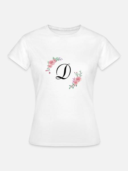 Rosa Blumenbuchstabe - Frauen T-Shirt - Weiß