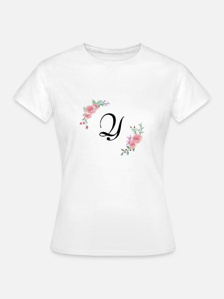 Rosa Blumenbuchstabe - Frauen T-Shirt - Weiß