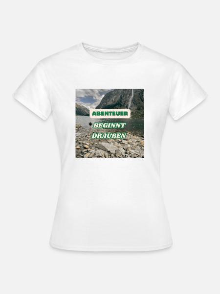 Abenteuer beginnt draußen - Frauen T-Shirt - Weiß