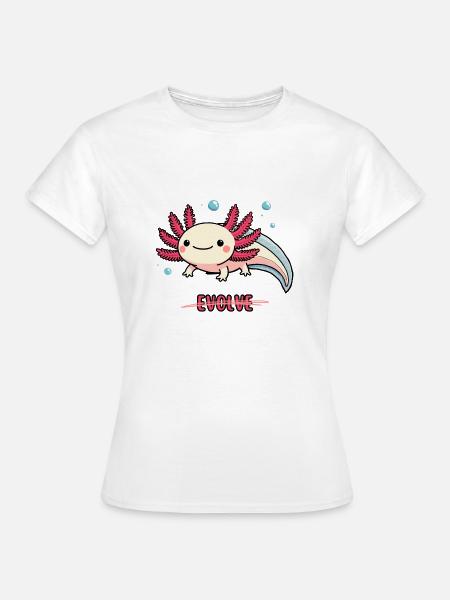 Evolve Axolotl – Süßes Motiv mit Message - Frauen T-Shirt - Weiß