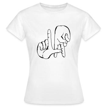 los_angeles_handzeichen - Frauen T-Shirt - Weiß - Vorne - AI Model Female 172 dark (172cm)