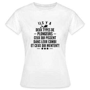 ils y a deux types de plongeurs - humour plongée - T-shirt Femme - blanc - Devant - AI Model Female 172 dark (172cm)