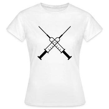 Spritzen als Vektor - Frauen T-Shirt - Weiß - Vorne - AI Model Female 172 dark (172cm)
