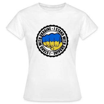 I Stand Ukraine - Frauen T-Shirt - Weiß - Vorne - AI Model Female 172 dark (172cm)