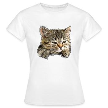 Cat face - Frauen T-Shirt - Weiß - Vorne - AI Model Female 172 dark (172cm)