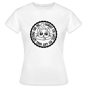 sorry cat was sitting - Women's T-Shirt - white - Front - AI Model Female 172 dark (172cm)