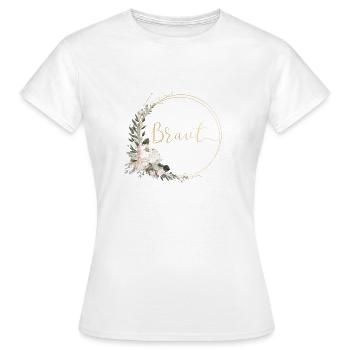 Team Braut! Pastel Boho Blumen Kreis - Frauen T-Shirt - Weiß - Vorne - AI Model Female 172 dark (172cm)