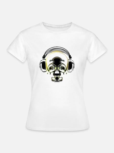 Headphone Skull - Frauen T-Shirt - Weiß