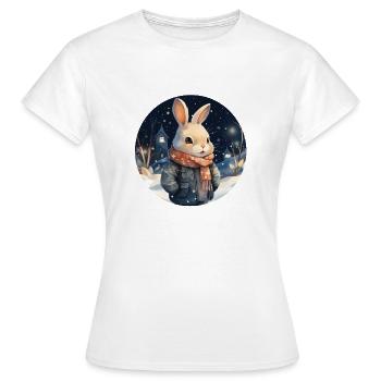 Kuscheliger Schnee-Hase - Frauen T-Shirt - Weiß - Vorne - AI Model Female 172 dark (172cm)