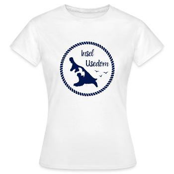 Insel Usedom Karte im Seil - Frauen T-Shirt - Weiß - Vorne - AI Model Female 172 dark (172cm)