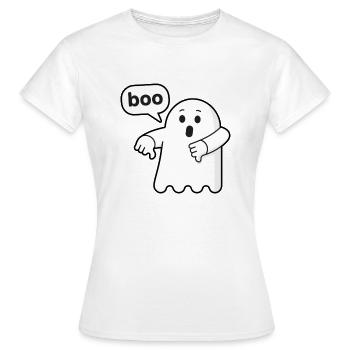 T-shirt drôle rétro Ghost Thumbs Up : Mignon Hallowee - T-shirt Femme - blanc - Devant - AI Model Female 172 dark (172cm)