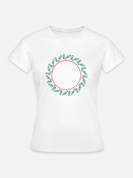 Neujahrs- und Weihnachtskranz - Frauen T-Shirt - Weiß