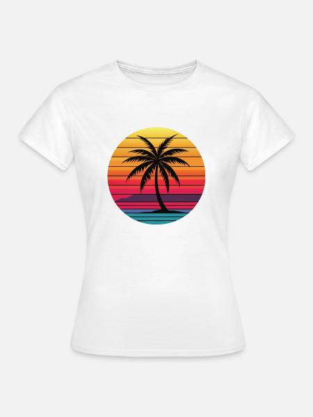 Palme Sunrise - Frauen T-Shirt - Weiß