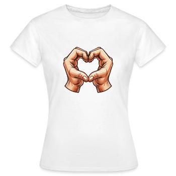 hands hand heart - Women's T-Shirt - white - Front - AI Model Female 172 dark (172cm)