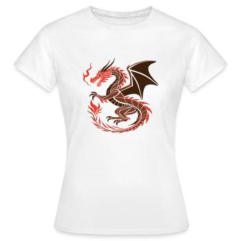 Dragon Rouge - Art Fantastique - T-shirt Femme - blanc - Devant - AI Model Female 172 dark (172cm)