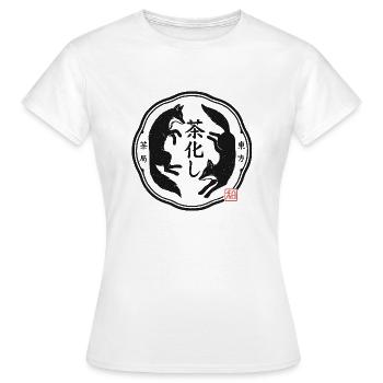 Kitsune Fuchs - japanisches Teehaus Siegel - Frauen T-Shirt - Weiß - Vorne - AI Model Female 172 dark (172cm)