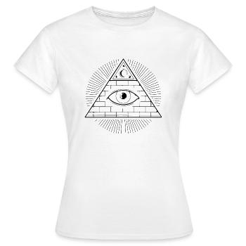 Pyramide de médaille de l'oeil maçon de la société secrète Illuminati - T-shirt Femme - blanc - Devant - AI Model Female 172 dark (172cm)