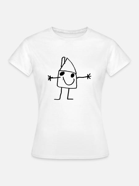Lustige Kinderzeichnung des Hauses mit einem Lächeln - Frauen T-Shirt - Weiß