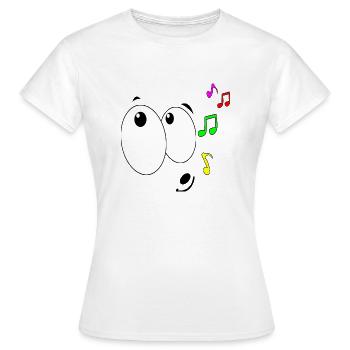 riesige Glubschaugen - feel the music! - Frauen T-Shirt - Weiß - Vorne - AI Model Female 172 dark (172cm)