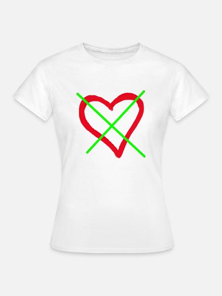 Herz durchgestrichen - Frauen T-Shirt - Weiß