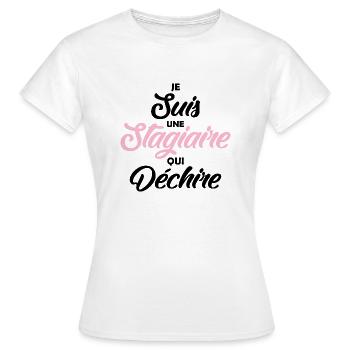 une stagiaire qui déchire / humour stagiaire - T-shirt Femme - blanc - Devant - AI Model Female 172 dark (172cm)