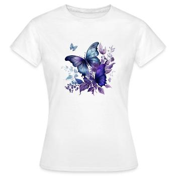 Blue Purple Butterfly - Frauen T-Shirt - Weiß - Vorne - AI Model Female 172 dark (172cm)