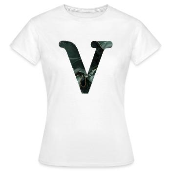 Lettre v marbré vert - T-shirt Femme - blanc - Devant - AI Model Female 172 dark (172cm)