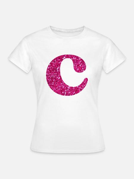 Buchstabe c rosa Glitzer - Frauen T-Shirt - Weiß