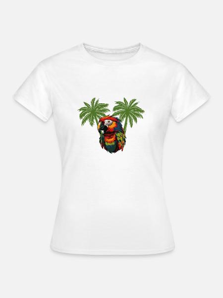 papagei paradise palmen - Frauen T-Shirt - Weiß