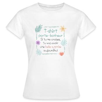 T-shirt Porte-Bonheur - T-shirt Femme - blanc - Devant - AI Model Female 172 dark (172cm)